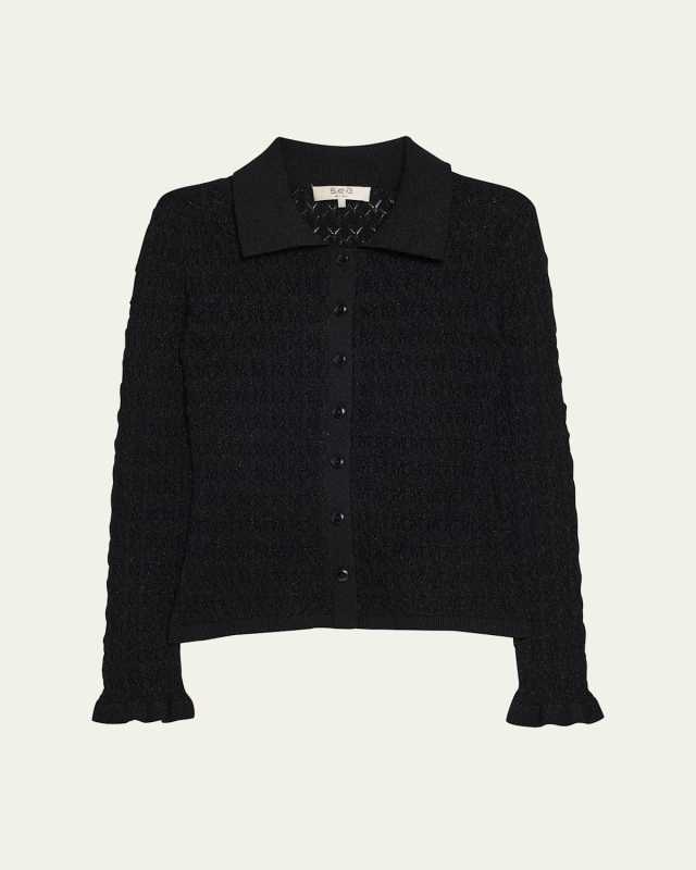 Ruby Long-Sleeve Pointelle Knit Cardigan